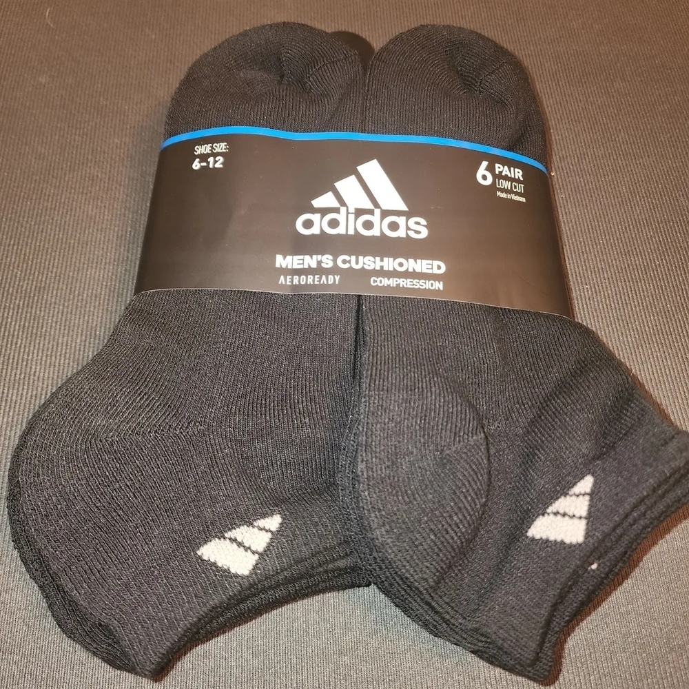 Adidas Men's Athletic Socks Black Cushioned - 6 Pack